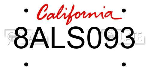 8ALS093 California License Plate