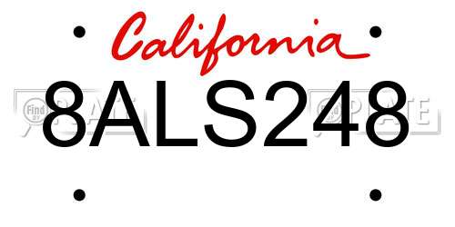 8ALS248 California License Plate