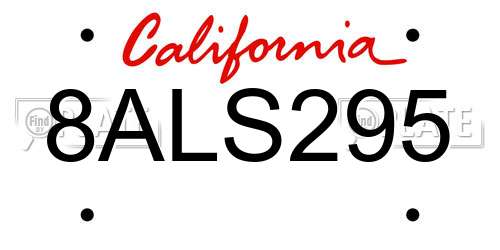 8ALS295 California License Plate
