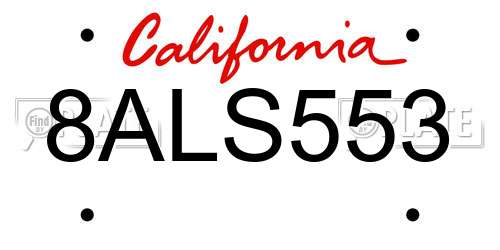 8ALS553 California License Plate