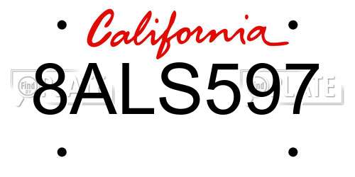 8ALS597 California License Plate