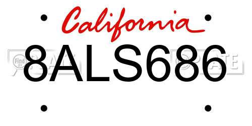 8ALS686 California License Plate