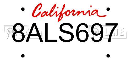 8ALS697 California License Plate