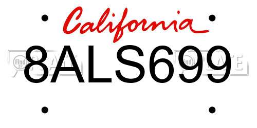 8ALS699 California License Plate