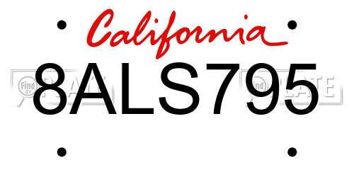 8ALS795 California License Plate