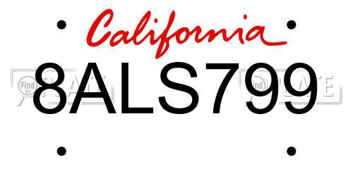 8ALS799 California License Plate