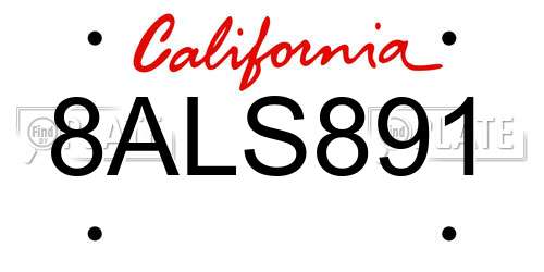 8ALS891 California License Plate