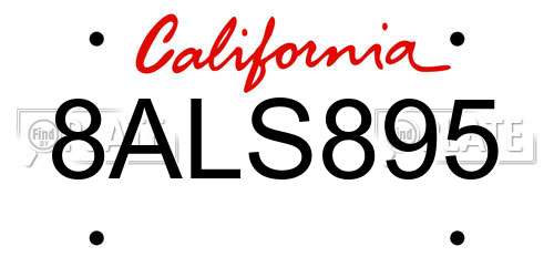 8ALS895 California License Plate
