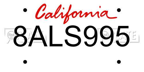 8ALS995 California License Plate