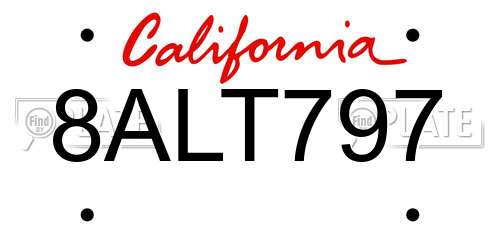 8ALT797 California License Plate