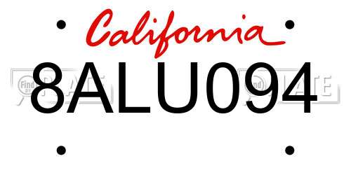 8ALU094 California License Plate