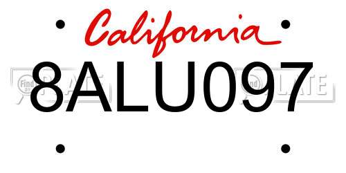 8ALU097 California License Plate
