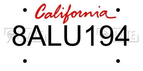 8ALU194 California License Plate