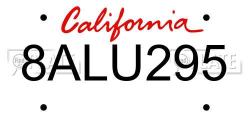 8ALU295 California License Plate