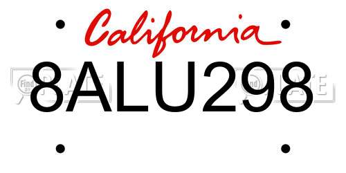 8ALU298 California License Plate