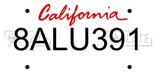 8ALU391 California License Plate