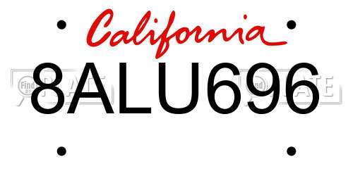 8ALU696 California License Plate
