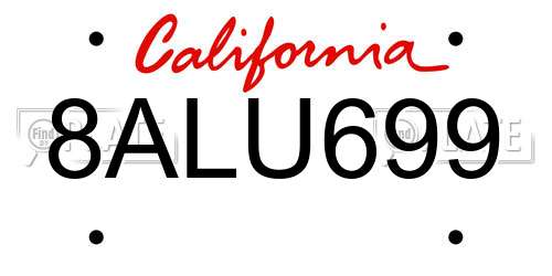 8ALU699 California License Plate