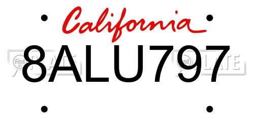 8ALU797 California License Plate