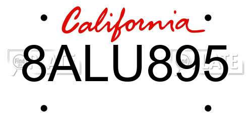 8ALU895 California License Plate