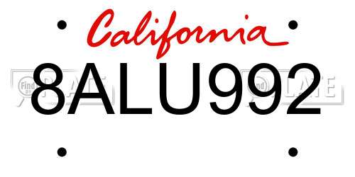 8ALU992 California License Plate