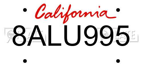 8ALU995 California License Plate