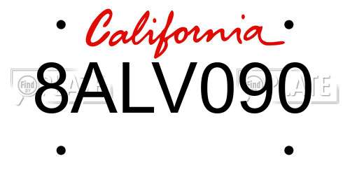 8ALV090 California License Plate