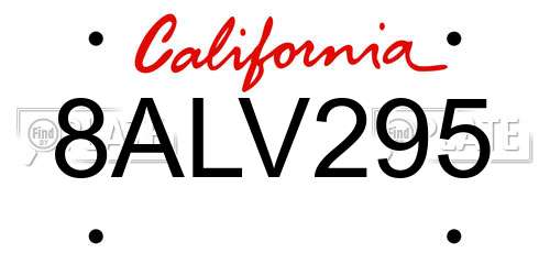 8ALV295 California License Plate