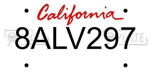 8ALV297 California License Plate