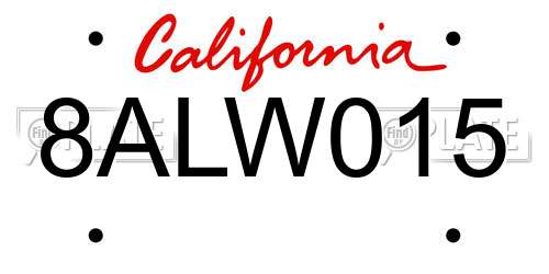 8ALW015 California License Plate