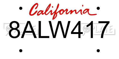 8ALW417 California License Plate