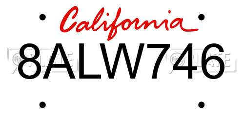 8ALW746 California License Plate