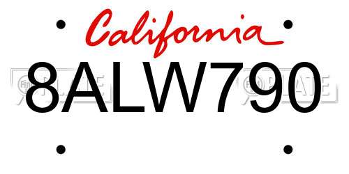 8ALW790 California License Plate