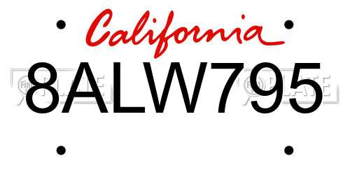 8ALW795 California License Plate