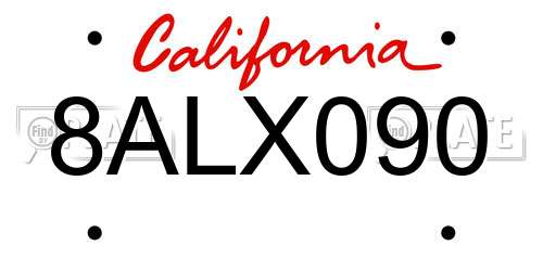 8ALX090 California License Plate