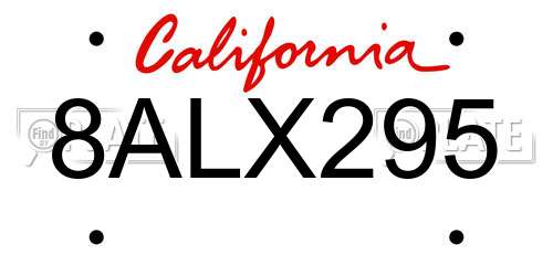 8ALX295 California License Plate