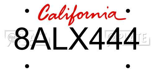 8ALX444 California License Plate