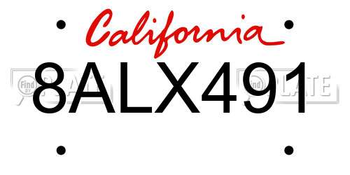 8ALX491 California License Plate