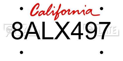 8ALX497 California License Plate