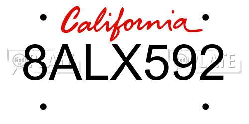 8ALX592 California License Plate