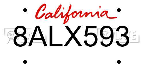8ALX593 California License Plate