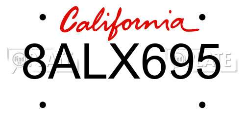 8ALX695 California License Plate