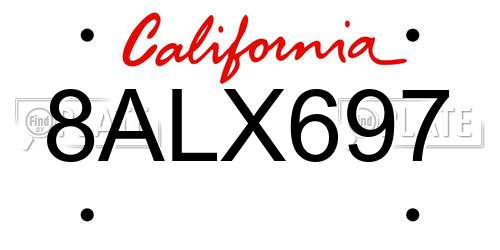8ALX697 California License Plate