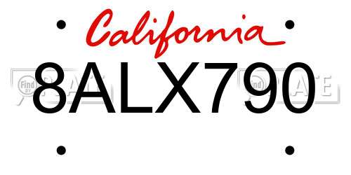 8ALX790 California License Plate
