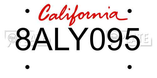 8ALY095 California License Plate