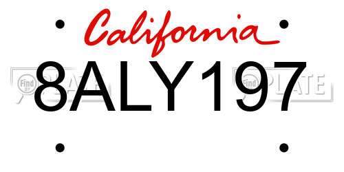 8ALY197 California License Plate