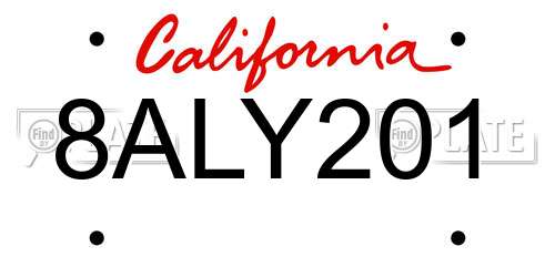 8ALY201 California License Plate