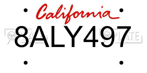 8ALY497 California License Plate