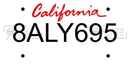 8ALY695 California License Plate