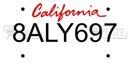 8ALY697 California License Plate